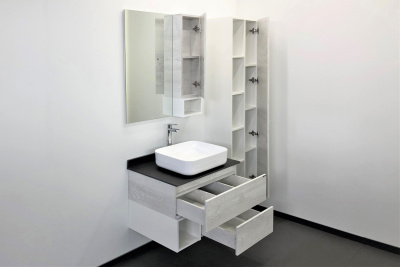 COMFORTY. Зеркало-шкаф "Прага-75" дуб белый фото в интернет-магазине Русалия