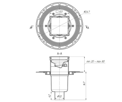Душевой трап Bronze de Luxe 21986-5902, бронза фото в интернет-магазине Русалия
