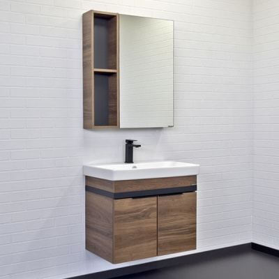 Зеркало-шкаф Comforty Соло-70 дуб тёмно-коричневый фото в интернет-магазине Русалия