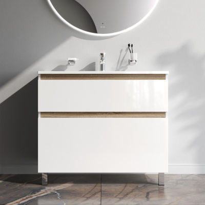 M85AFSX1002WG X-Joy, База под раковину, напольная, 100 см, 2 ящика, белый глянец Am.Pm фото в интернет-магазине Русалия