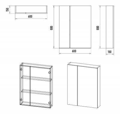 Зеркальный шкаф Аура 60 Э-Аур02060-01 Misty фото в интернет-магазине Русалия