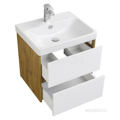 Тумба под раковину AQUATON Сканди 70 белая, дуб рустикальный 1A251801SDZ90 фото в интернет-магазине Русалия