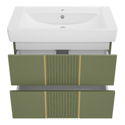 Тумба Vega 80 подвесная (зеленая) с раковиной Dreja Q 80 Brevita фото в интернет-магазине Русалия