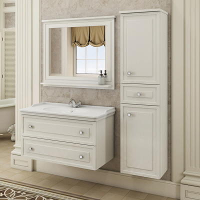 COMFORTY. Тумба-умывальник "Феррара-100" белый глянец с раковиной 50110 фото в интернет-магазине Русалия