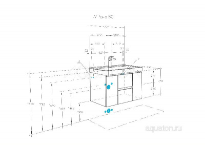 Тумба под раковину AQUATON Рене 80 белый, грецкий орех 1A258601NRC80 фото в интернет-магазине Русалия