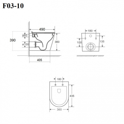BOND F03-10 Унитаз подвесной безободковый с сиденьем с микролифтом фото в интернет-магазине Русалия