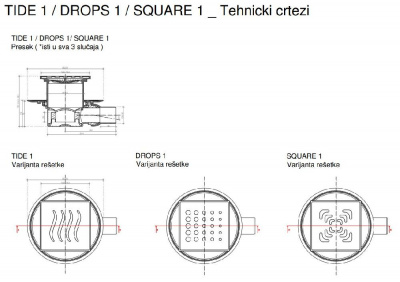 Точечный трап Pestan Confluo Standard 15х15 Square Gold (13000139) фото в интернет-магазине Русалия