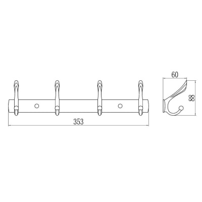 Планка с крючками Savol S-06204H, черный фото в интернет-магазине Русалия