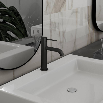 Смеситель для раковины City VBF-2C1MB однорычажный, черный матовый Vincea фото в интернет-магазине Русалия