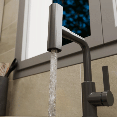 Смеситель для кухни с поворотной лейкой RUSH Tinos (TI3732-17Grey) фото в интернет-магазине Русалия