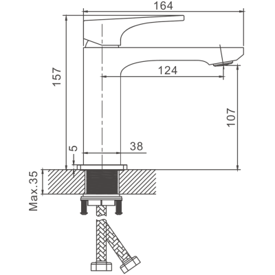 Смеситель для раковины BELZ цвет: оружейная сталь (B10709-3) фото в интернет-магазине Русалия