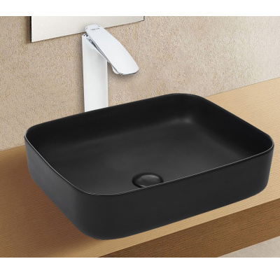 Раковина накладная овальная LT-AZ-2195-MB черная МАТОВАЯ Azario фото в интернет-магазине Русалия