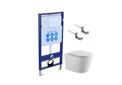 Set AQUATEK ВЕГА-KKI2 (рама AQUATEK Standard INS-0000012+звукоизоляционная прокладка+крепеж KKI-0000002+унитаз ВЕГА AQ1905-00+тонкое сиденье с механизмом плавного закрывания) фото в интернет-магазине Русалия