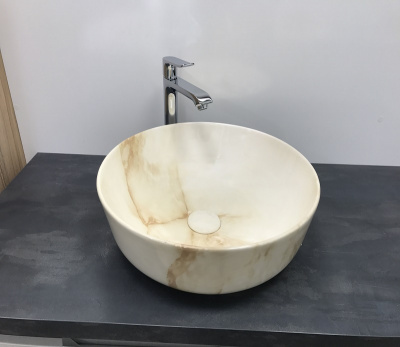 Раковина накладная круглая под бежевый камень MNC 526 CeramaLux фото в интернет-магазине Русалия