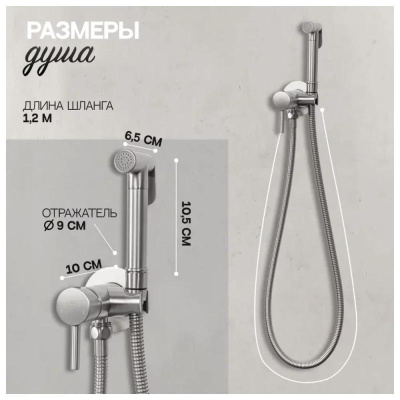 Гигиенический душ со смесителем встраиваемый Hansberge H3099NK, никель фото в интернет-магазине Русалия