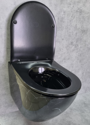 Унитаз подвесной Ceramalux 2212BM черный мрамор фото в интернет-магазине Русалия