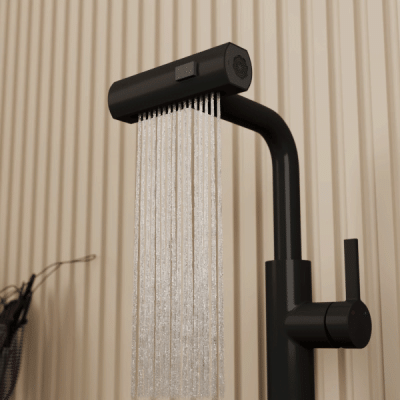 Смеситель для кухни с выдвижной лейкой RUSH Tinos (TI3732-18Black) фото в интернет-магазине Русалия