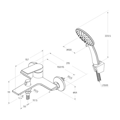 Смеситель для ванны Milardo Azure глянцевый хром (AZUSB00M02) фото в интернет-магазине Русалия