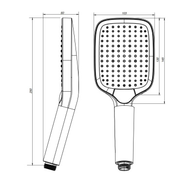 F028F000 Func, ручной душ 103х257мм, 3 функции, хром AM.PM фото в интернет-магазине Русалия