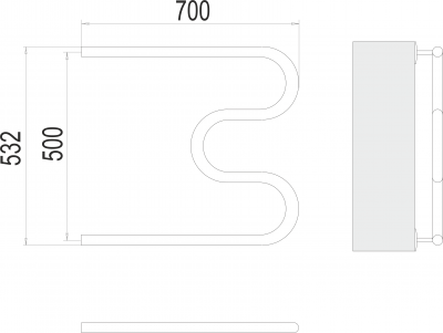 Водяной полотенцесушитель М-образный  (1")500х700 4620768881176 Terminus фото в интернет-магазине Русалия