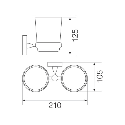 Стакан двойной настенный VR.BNR-7842.BR Bonjour Bronzo Veragio фото в интернет-магазине Русалия