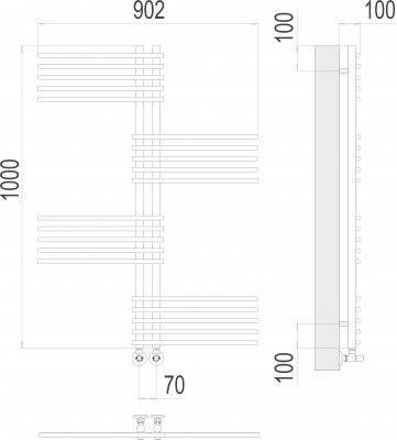 Водяной полотенцесушитель Европа П20 70х1000  4670078530615 Terminus фото в интернет-магазине Русалия