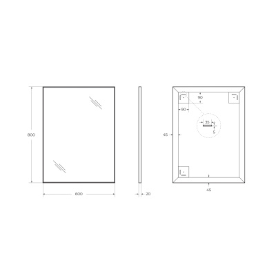 Зеркало в алюминиевой раме SPC-AL-600-800 Nero, 600x20x800 BelBagno фото в интернет-магазине Русалия