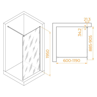 Душевая перегородка RGW WA-001 900, стекло прозрачное, профиль хром фото в интернет-магазине Русалия