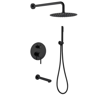 Душевая система ABBER Emotion AF8817B скрытого монтажа с изливом, черная матовая фото в интернет-магазине Русалия