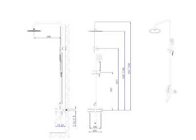 Душевая система с изливом RUSH Melos (SUS1101-40Black) фото в интернет-магазине Русалия