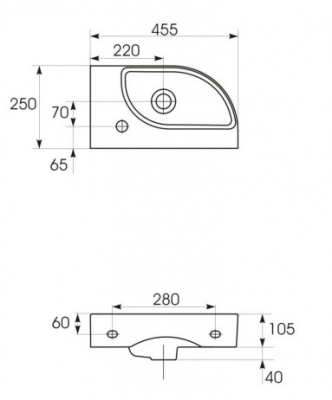 Умывальник угловой Cameo 45 S-UM-CAM45/1-w правая Cersanit фото в интернет-магазине Русалия