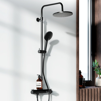 977750300 Jupiter душевая система с душевым ТМС смесителем-полкой, черный Damixa фото в интернет-магазине Русалия