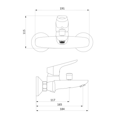 771000001 Jupiter, смеситель для ванны и душа, хром фото в интернет-магазине Русалия
