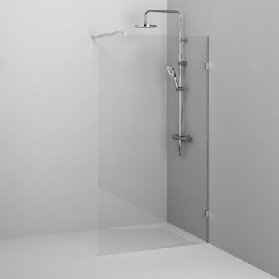 W94WI-110-F1-MTE Душевая перегородка X-Joy 110x195, стекло прозр. 6 мм + покрытие, фурнитура мат хро Am.Pm фото в интернет-магазине Русалия