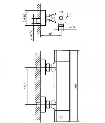 Смеситель для душа с термостатом AltroBagno Lamberto 030501 Cr AltroBagnoLamberto030501Cr фото в интернет-магазине Русалия