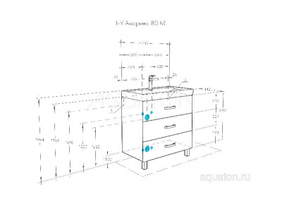 Тумба под раковину AQUATON Америна 80 М белый 1A169101AM010 фото в интернет-магазине Русалия