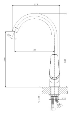Смеситель для кухонной мойки Rossinka S (S35-23) фото в интернет-магазине Русалия