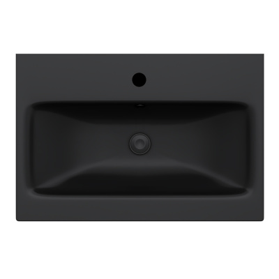M90WCC0602BM GEM, Раковина мебельная, керамическая, 60 см, встроенная, цвет: черный матовый Am.Pm фото в интернет-магазине Русалия