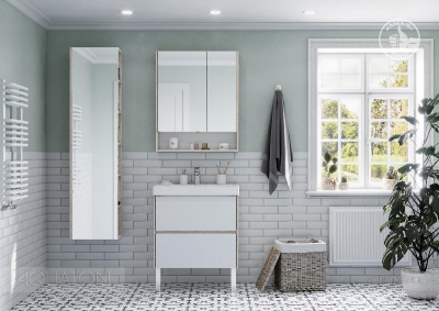 Тумба под раковину AQUATON Сканди 70 белая, дуб верона 1A251801SDB20 фото в интернет-магазине Русалия