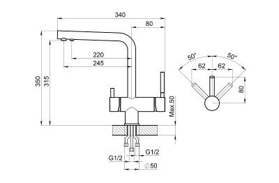 Смеситель для кухни GRANULA (2305, ТУРМАЛИН) фото в интернет-магазине Русалия