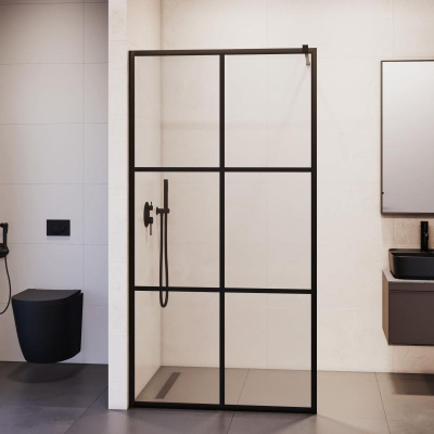 Душевая перегородка RGW WA-11B 1000, стекло с рисунком (шелкография), профиль черный фото в интернет-магазине Русалия