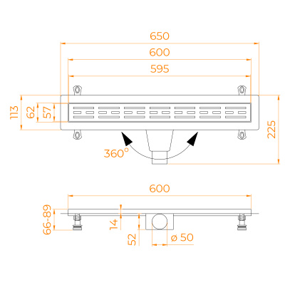 Душевой лоток Drain Leo-30 Gb матовое золото, 60 см RGW фото в интернет-магазине Русалия