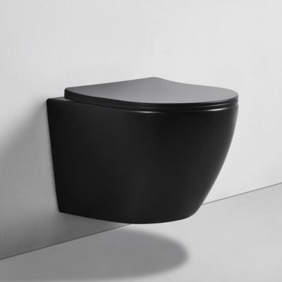 BOND F01-108 Унитаз подвесной безободковый черный с сиденьем с микролифтом фото в интернет-магазине Русалия