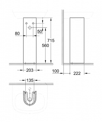 Раковина Euro Ceramic 65 см 39323000 Grohe фото в интернет-магазине Русалия