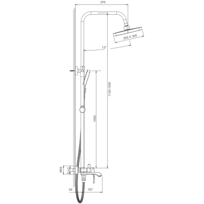 Душевая система BELZ золотой (B24507-5) фото в интернет-магазине Русалия