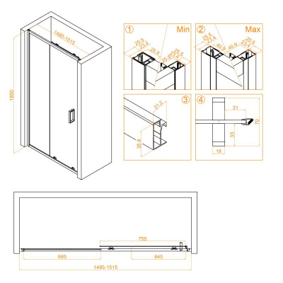 Душевая дверь RGW CL-14 1500, стекло прозрачное, профиль хром фото в интернет-магазине Русалия