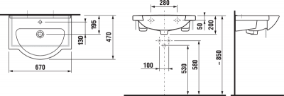 Раковина MIO 67 см 8147150001041 Jika фото в интернет-магазине Русалия