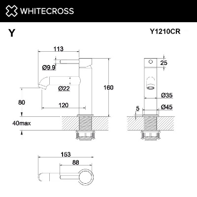 Смеситель для умывальника WHITECROSS Y Y1210CR (хром) фото в интернет-магазине Русалия