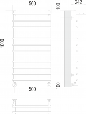 Водяной полотенцесушитель Ватра с/п П10 500х1000 4670078529497 Terminus фото в интернет-магазине Русалия