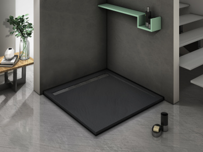 Душевой поддон квадратный 90х90 TRS90 STONE-BL черный Weltwasser фото в интернет-магазине Русалия